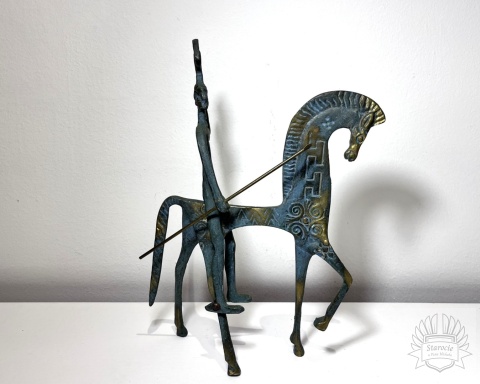 Figurka jeździec "Hippeis" Starożytna Grecja- mosiądz patynowany