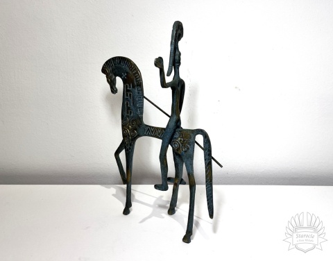 Figurka jeździec "Hippeis" Starożytna Grecja- mosiądz patynowany