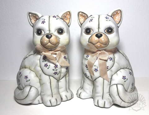 Figurki ceramiczne koty - Lefton, lata 80