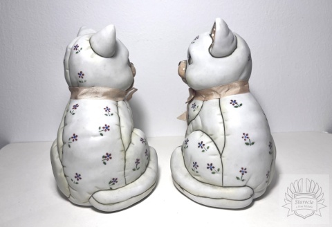 Figurki ceramiczne koty - Lefton, lata 80