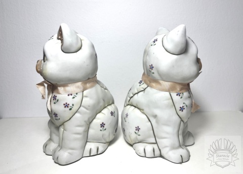 Figurki ceramiczne koty - Lefton, lata 80