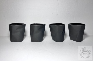 Kubki gniecione 4szt. - porcelana grafitowa Ćmielów Design