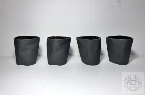 Kubki gniecione 4szt. - porcelana grafitowa Ćmielów Design