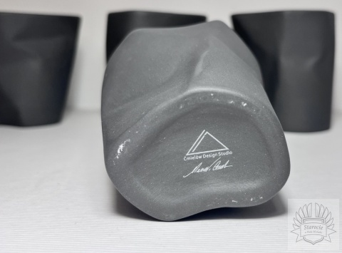 Kubki gniecione 4szt. - porcelana grafitowa Ćmielów Design