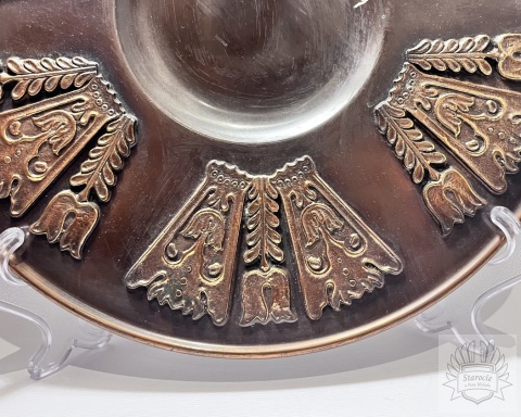 Patera miedziana, talerz- brutalizm, folk, Lignifer Isz, Węgry lata 70