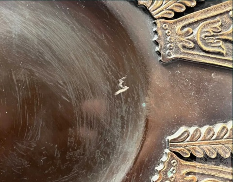 Patera miedziana, talerz- brutalizm, folk, Lignifer Isz, Węgry lata 70