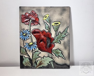 Plakieta ceramiczna Kwiaty- maki, niezapominajki! lata 70/80 Niemcy