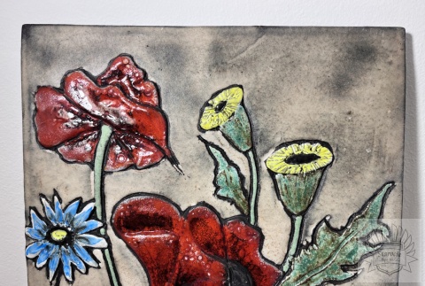 Plakieta ceramiczna Kwiaty- maki, niezapominajki! lata 70/80 Niemcy