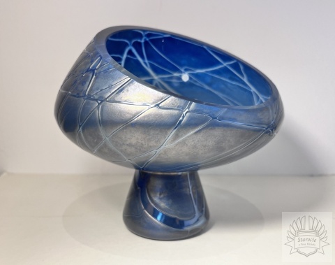 Wizytownik, patera JOSKA Crystal iryzujące szkło, Space Age