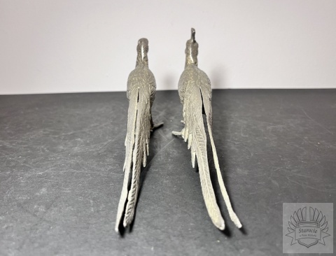 2x figurka metalowa paw- para pawi dużych, plater