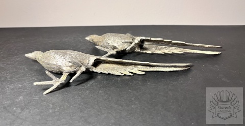 2x figurka metalowa paw- para pawi dużych, plater