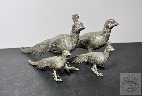 2x figurka metalowa paw- para pawi dużych, plater