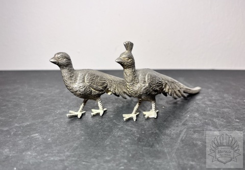 2x figurka metalowa paw- para pawi małych, plater