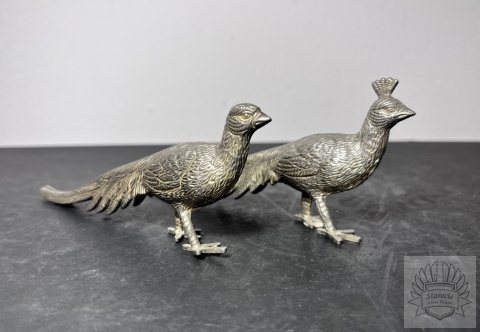 2x figurka metalowa paw- para pawi małych, plater