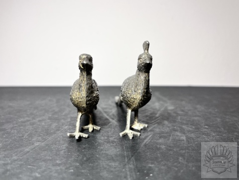 2x figurka metalowa paw- para pawi małych, plater