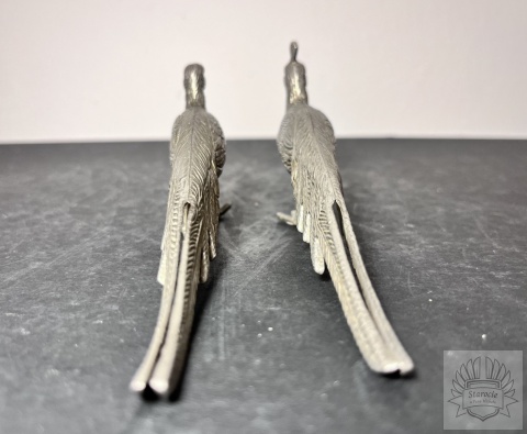 2x figurka metalowa paw- para pawi małych, plater