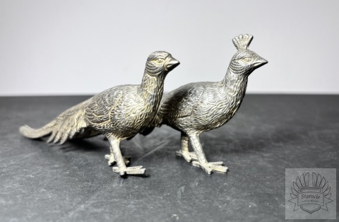 2x figurka metalowa paw- para pawi małych, plater