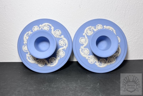 2x świecznik Wedgwood- "Blue Jasperware"