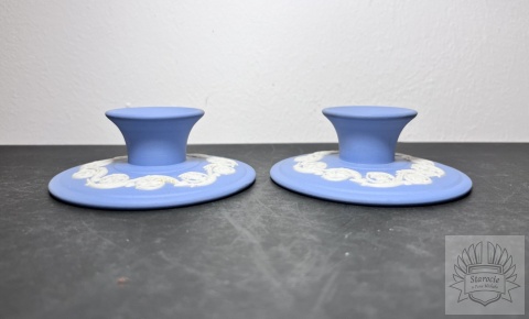 2x świecznik Wedgwood- "Blue Jasperware"