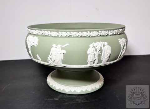 Patera na nodze Wedgwood "Jasperware Green"- biskwit