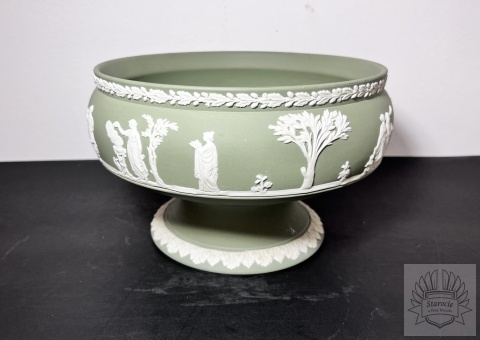 Patera na nodze Wedgwood "Jasperware Green"- biskwit